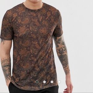ASOS, T-shirt. Medium, paisley print burgundy